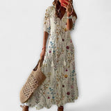 Anna | Flowing Summer Dress with Floral Print and V-Neck