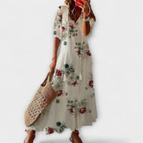 Anna | Flowing Summer Dress with Floral Print and V-Neck