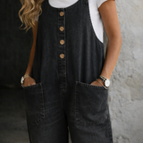 Lily - Vintage Washed Cotton Denim Overalls