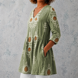 Hazel | Block-Print Long Blouse