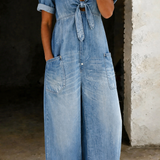 Matilda - Short Sleeve Jumpsuit with V-Neck