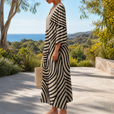 Figure-flattering spring dress with print