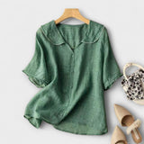 Bethli™ | Linen Shirt with Peter Pan Collar