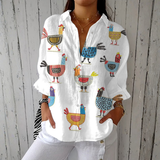 Noélia - Lightweight Blouse with Chicken Print