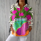 Odete - Blouse with Flower Vase Pattern
