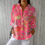 Joana - Blouse with Tropical Floral Pattern