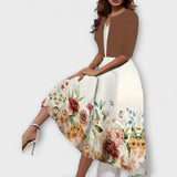 Cornelia | Midi Dress in Two-Piece Look with Floral Print