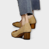 Mathilda | Suede-Effect Orthopaedic Block Heel with Gold Buckle