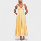 Abia - Yellow Pleated Maxi Dress
