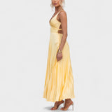 Abia - Yellow Pleated Maxi Dress