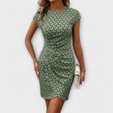 Emma - Short-Sleeved Tulip Dress with Allover Print