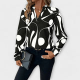 Edith - Elegant Long-Sleeved Blouse with Pointed Neckline