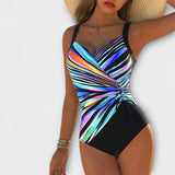 Fashionable elastic swimsuits with a cross detail at the front