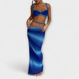 Jane - Chic Gradient Braid Crop Top & Overskirt Duo