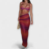 Jane - Chic Gradient Braid Crop Top & Overskirt Duo