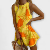 Sofia - Short Dress with Crab Pattern