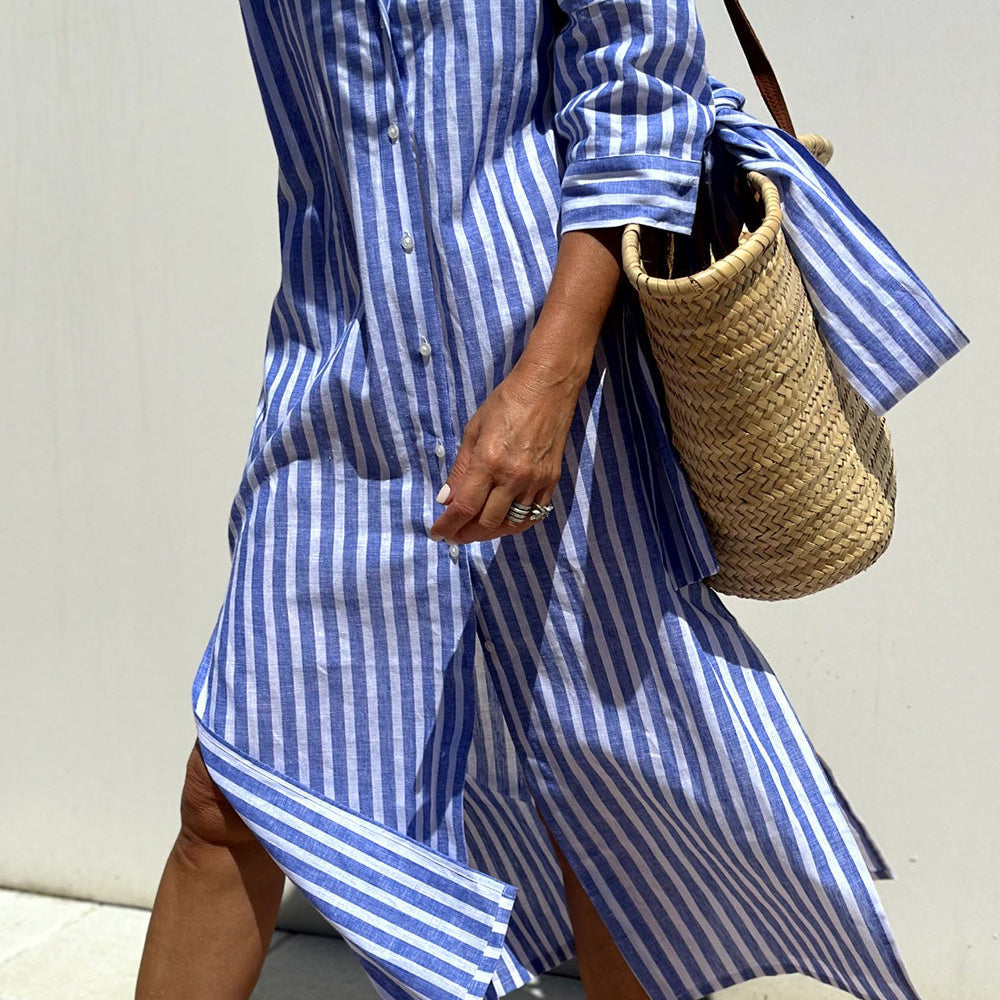 Sophia | Timeless Striped Shirt Dress with Elegant Comfort