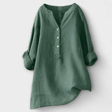 Rosmarie™ | Linen Blouse with V-Neck and Button Placket