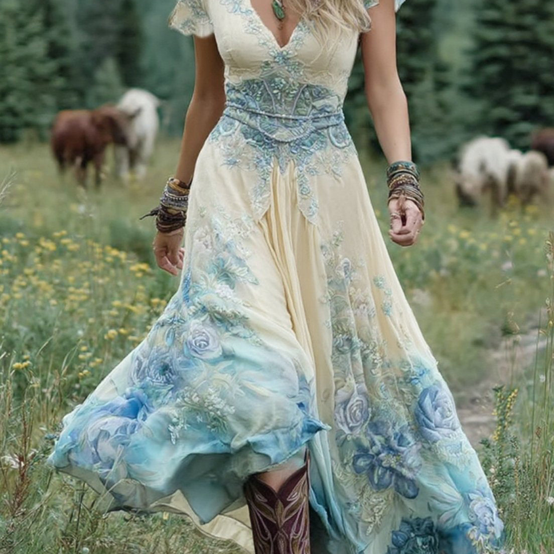 Serena - Short Floral Maxi Dress