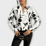 Edith - Elegant Long-Sleeved Blouse with Pointed Neckline