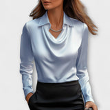 Meli - Shiny Blouse with Ruffled Collar