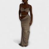 Jane - Chic Gradient Braid Crop Top & Overskirt Duo