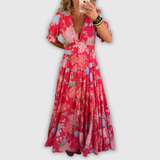 Minelda | Elegant Floral V-Neck Dress