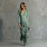 Gabriela - Long Fringe Dress with V-Neck