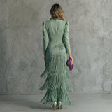 Gabriela - Long Fringe Dress with V-Neck