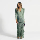 Gabriela - Long Fringe Dress with V-Neck