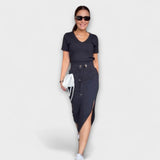 Danielle - Elegant V-Neck Top with Skirt