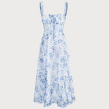 Renata - Floral Blue Midi Dress