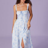 Renata - Floral Blue Midi Dress