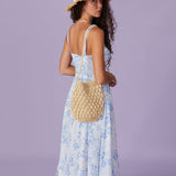 Renata - Floral Blue Midi Dress