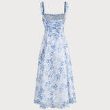 Renata - Floral Blue Midi Dress