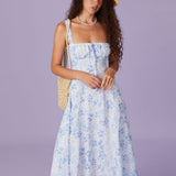 Renata - Floral Blue Midi Dress