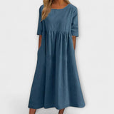Anja | Midi Summer Dress with Empire Cut and Pockets