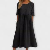 Anja | Midi Summer Dress with Empire Cut and Pockets