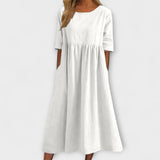 Anja | Midi Summer Dress with Empire Cut and Pockets