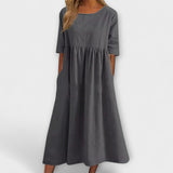 Anja | Midi Summer Dress with Empire Cut and Pockets
