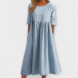 Anja | Midi Summer Dress with Empire Cut and Pockets