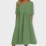 Anja | Midi Summer Dress with Empire Cut and Pockets