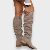 Rose | Knee-High Slouch Boots with Block Heel